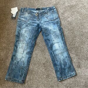 Just Cavalli Blue and Tan Cropped Jeans